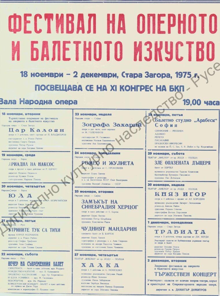 Афиш Утрините тук са тихи, Вечер на въвременния балет – Стара Загора ’75