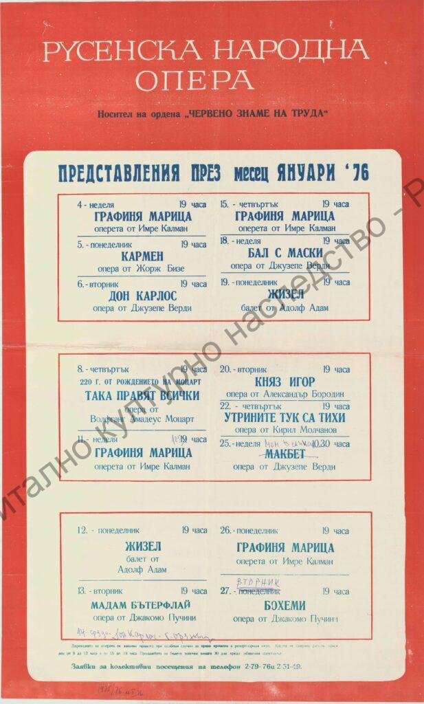 Афиш месец януари ’76